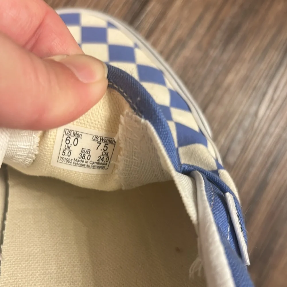 Vans Blue and White Checkered Slip-Ons - Picture 5 of 5